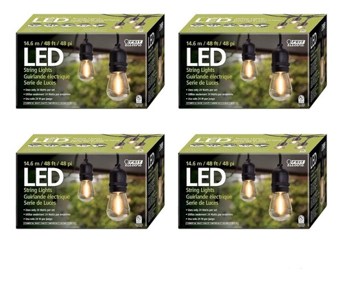 4 Set Extensión Serie Luces Led Focos Vintage 24 Bombilla 1w