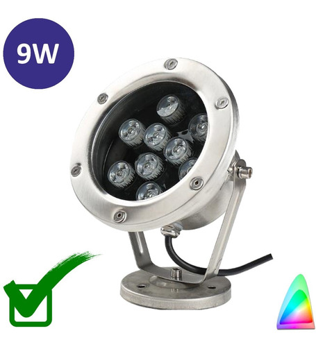 Reflector Led 9 W 12 V C C Acero Inoxidable Fuentes Y Jardín