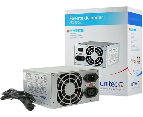 Fuente De Poder Atx 750w Unitec 24 Pines Pc