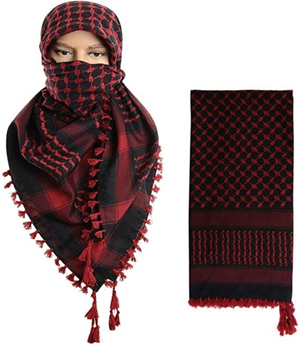 Palestina Shemagh Rojo Con Negro Grande Arabe Original