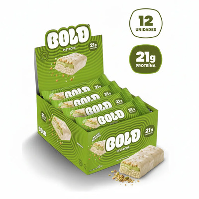 Bold Bar Pistache Barra de Suplemento 21g de Proteína 12x60g | Frete grátis
