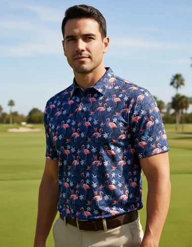 Flowers & Flamingo's Cool Tech Performance Golf Polo