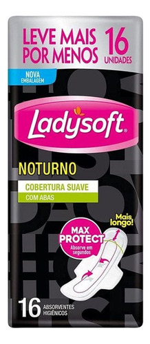 Absorvente Feminino Ladysoft Noturno Suave Com Abas 16 Unids