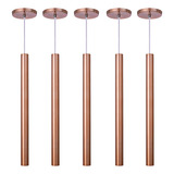 Kit 8 Pendente Tubo Rose Gold 50cm Cabo Cristal Led Frio