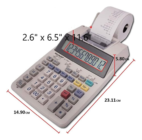 Calculadora Impresora Sharp El-1750v 12 Digitos Con Fuente