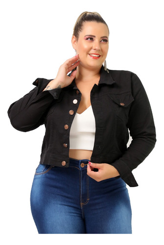 Jaqueta Jeans Plus Size Feminino Com Lycra Grande G1 G2 G3