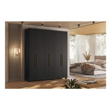 Guarda-roupa Casal 6 Portas Ripado Dakota Preto Ac Jjwt