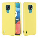 Funda De Silicona Líquida Amarilla Para Motorola Moto E7 202