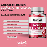 Gomitas Acido Hialuronico Premium Hidratación Y Elasticidad Sabor Frambuesa Skin Vit | Colágeno Hidrolizado, Biotina Y Ácido Fólico