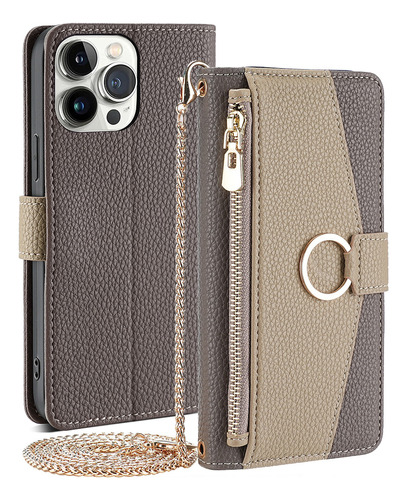 Capa De Telefone De Couro Com Textura De Lichia Crossbody