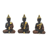 Conjunto Com 3 Budas Hindu Namastê Tailandês Sidarta 6,5cm