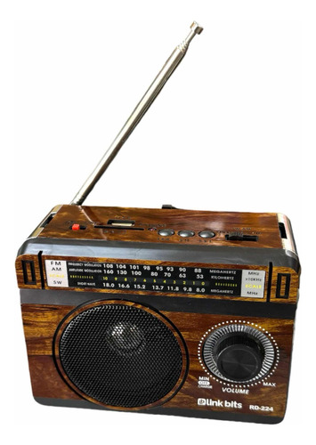 Radio Retro Am/fm Bluetooth Recargable Vingate Usb Rd-224 Color Café