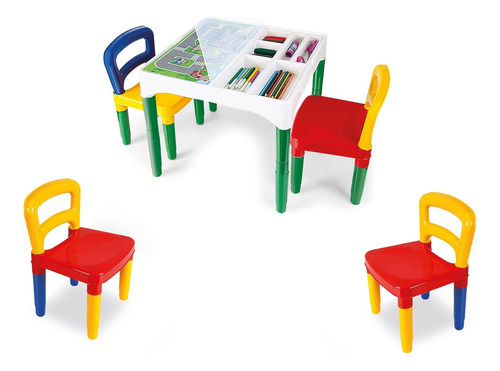 Mesinha Didática Infantil + 4 Cadeiras Brinquedo Educativo