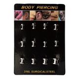 Display De Piercing Expansor Acero Ch 3,4,6,8,10mm 12 Pcs