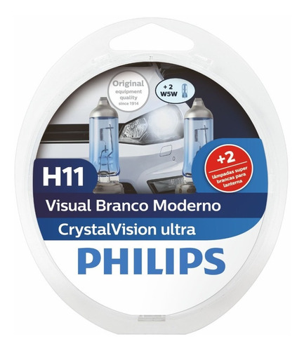 Lâmpada Philips H11 Crystal Vision Ultra Efeito Xenon +pingo