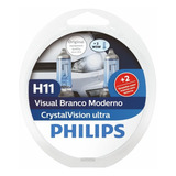 Lâmpada Philips H11 Crystal Vision Ultra Efeito Xenon +pingo