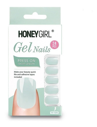 Honeygirl® Uñas Postiza Gel Nail De Color Con Adhesivo 24pcs