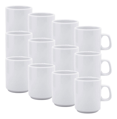 Taza Jarro Café N°1 Porcelana Blanca Verbano Línea Recta X12