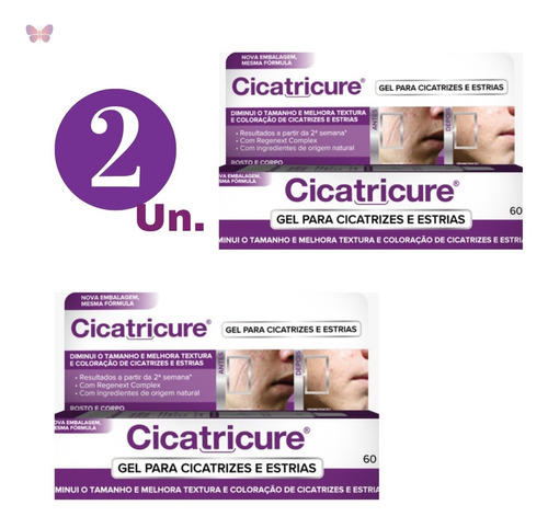 Cicatricure Gel Para Cicatrizes E Estrias 60g 2 Unidades