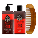 Kit Balm Shampoo E Pente Curvo Barba Negra Don Alcides