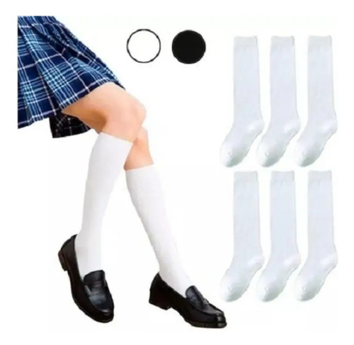 Calceta Escolar Lisa 6 Pares Todas Las Tallas