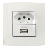 Tomada 10a Carregador Usb 1a Para Embutir Moveis Margirius Cor Branco