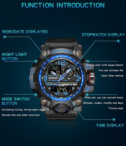 Reloj Sanda-3133, Impermeable, Casual, Militar