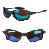 Óculos Sol Preto Verde Lupa Proteção Uv Praia Metal + Case