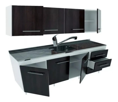 Combo Cocina 1.60 Bajo Mesada + Alacena + Mesada + Griferia