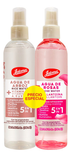 Jaloma Duo Pack Agua De Rosas + Agua De Arroz, Facial 250ml