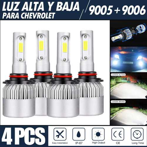 Kit De Focos Led 8000lm Luz Alta Y Luz Baja Para Chevrolet