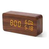 Dasike Reloj Despertador De Madera, Pantalla Multifuncional,