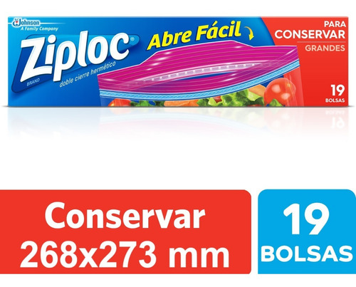 Ziploc Bolsa Conservar Grande 19 Unidades - 3 Paquetes