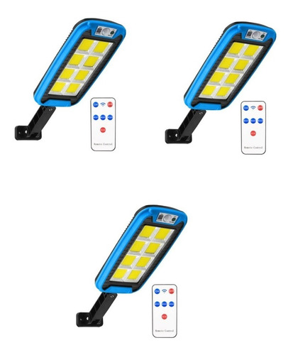 Pack X3 Foco Exterior Iluminación Solar Sensor Led + Control