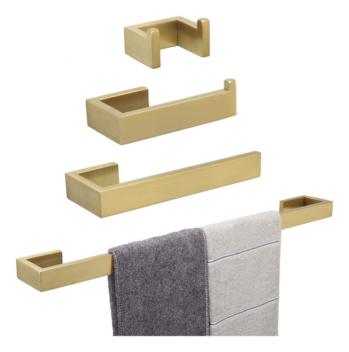 Set De 4 Accesorios Para Baño Acero Inoxidable Dorado C 24