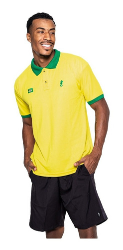 Camisa Polo Seleção Brasileira Amarela Polo Gola Camiseta 