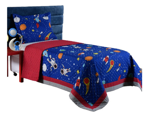 Kit Decor Quarto Infantil Cobre Leito + Luminária Astronauta