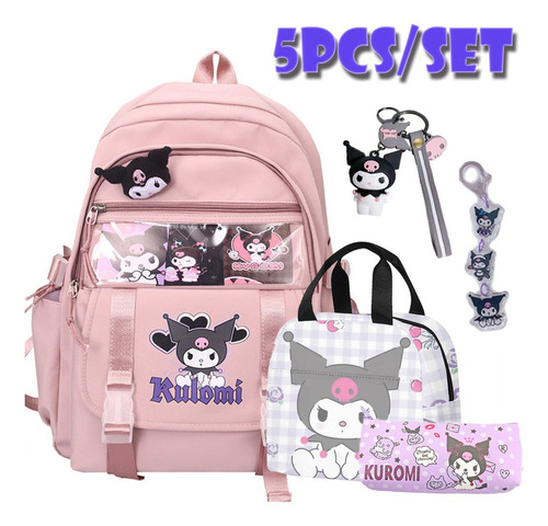 Kawaii Kuromi Kuromi Set De Mochila De 5 Piezas Con Llave