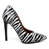 Scarpin Zebra Animal Print Bico Fino Salto Alto Gi Paiva 