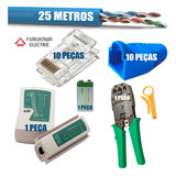 Kit 25m Cabo Rede Furukawa + 10 Rj45 + Teste + Alicate + Bat