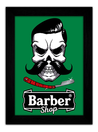 Quadro Decorativo Grande Barber Shop Barbearia Bigode Pente