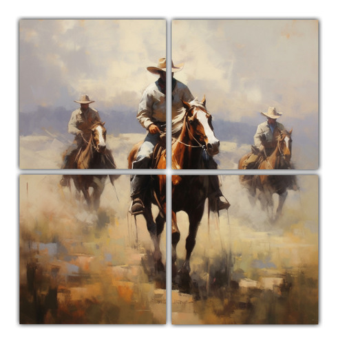 80x80cm Cuadro Decorativo Caballo Occidental De Cowboy