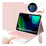 Funda Teclado Mouse Lapiz Para Xiaomi Pad 6/6 Pro 11'' Rosa