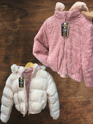 Campera Abrigo Dama Puffer Reversible Con Peluche Y Capucha 