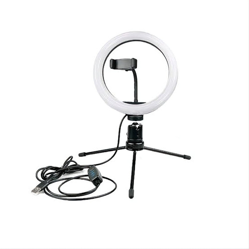 Ring Light 8 Pol 20 Cm Tripé Mesa Suporte Celular Câmeras Cor Da Estrutura Preto Cor Da Luz Branco-quente-frio-neutro Bivolt