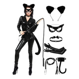 Juego 7 Piezas Disfraz Gato Halloween Para Mujer Accesorios