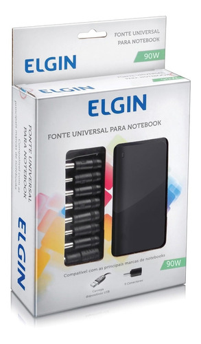 Fonte Universal P/ Notebook 90w Com 9 Adaptadores - Elgin