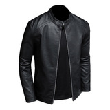 Chamarra Negra De Cuero For Moto For Hombre .