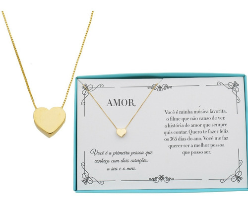 Colar Folheado Ouro18k Presente Amor Gargantilha Feminina 