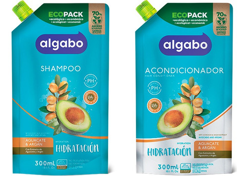 Algabo Shampoo + Enjuague 300ml Aguacate Y Argan Palta